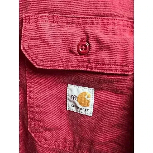 Carhartt Flame-Resistant Classic Twill Button Down Shirt Red 2XL - Picture 2 of 8